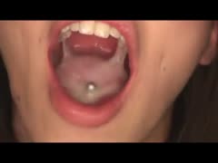 Slut drinking piss from a man's cock